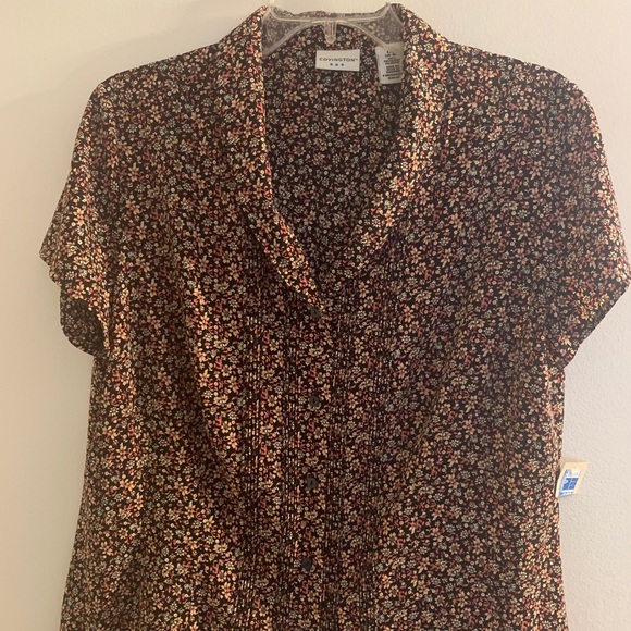 NWT Covington Size L Floral Button Front Blouse - Picture 1 of 8
